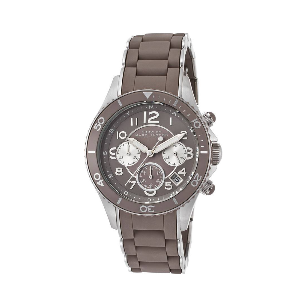 Marc Jacobs Rock Chronograph Grey Dial Grey Silicone Strap Watch for Women - MBM2595