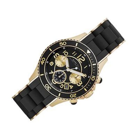 Marc Jacobs Rock Chronograph Black Dial Black Silicone Strap Watch for Women - MBM2598