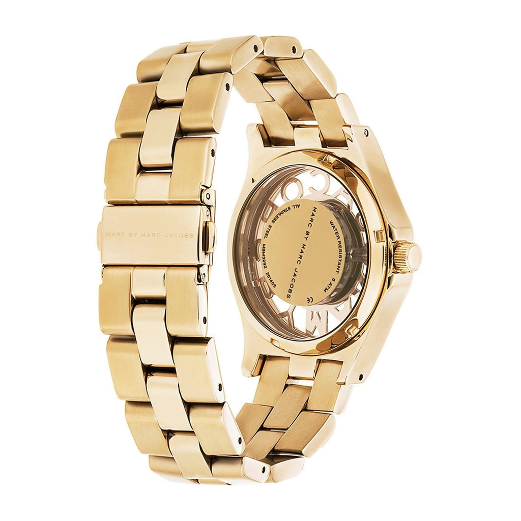 Marc Jacobs Henry Gold Dial Gold Steel Strap Watch for Women - MBM3292