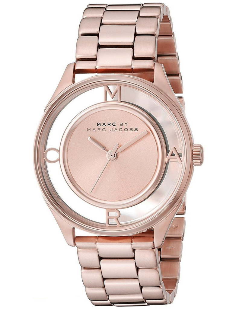 Marc Jacobs Tether Transparent Rose Gold Dial Rose Gold Steel Strap Watch for Women - MBM3414