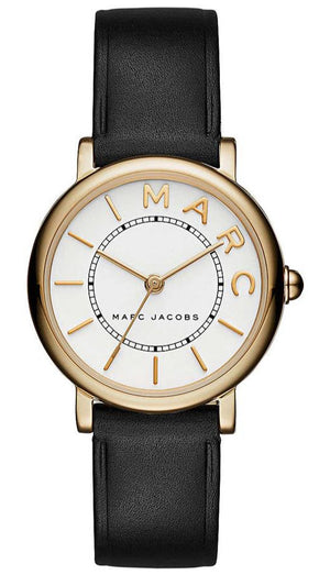 Marc Jacobs Roxy White Dial Black Leather Strap Watch for Women - MJ1537