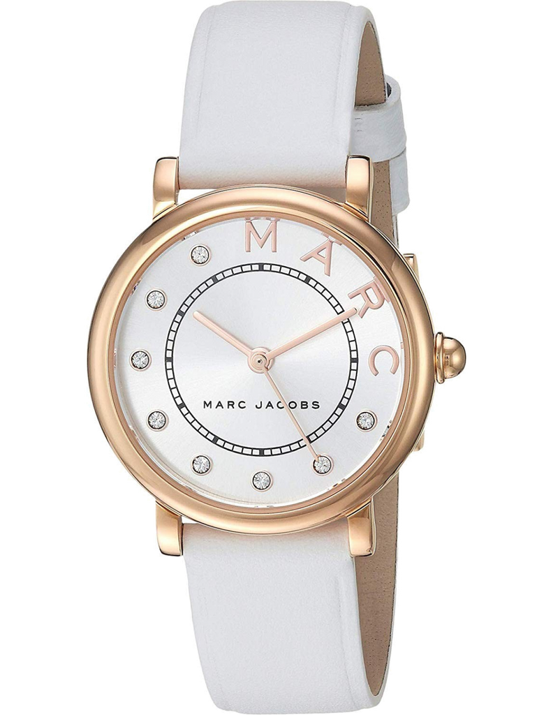Marc Jacobs Roxy Silver Dial White Leather Strap Watch for Women - MJ1634