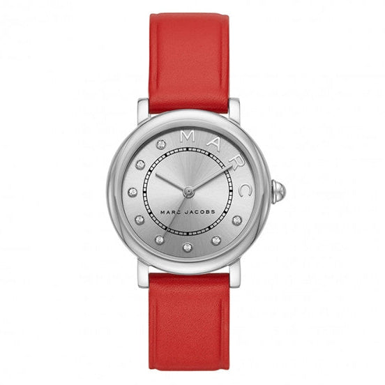 Marc Jacobs Roxy Silver Dial Red Leather Strap Watch for Women - MJ1632