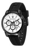 Maserati R8871621010 Successo 44mm Men's Watch – White Dial & Black Silicone Strap