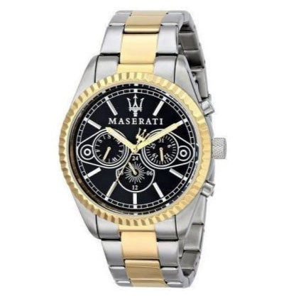 Maserati Competizione Chronograph Black Dial Two Tone Steel Strap Watch For Men - R8853100016