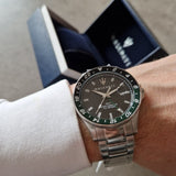 Maserati R8853140005 SFIDA Chronograph Men's Watch – Black Dial & Silver Steel Strap