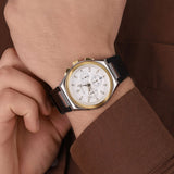 Maserati Triconic Chronograph White Dial Black Leather Strap Watch For Men - R8871639004