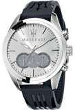 Maserati R8871612012 Traguardo Chronograph Men's Watch – Silver Dial & Black Rubber Strap