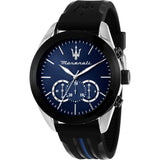 Maserati Traguardo Chronograph Blue Dial Black Silicone Strap Watch For Men - R8871612044