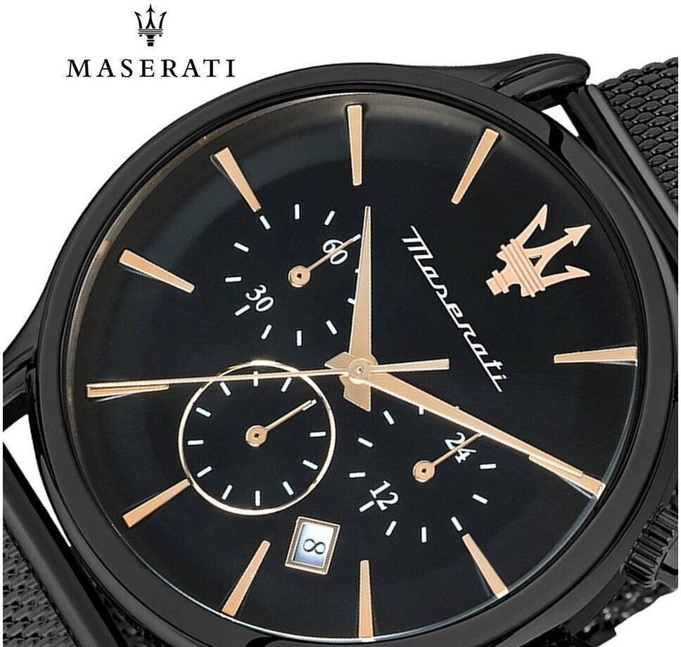 Maserati Epoca Chronograph Black Dial Black Mesh Strap Watch For Men - R8873618013
