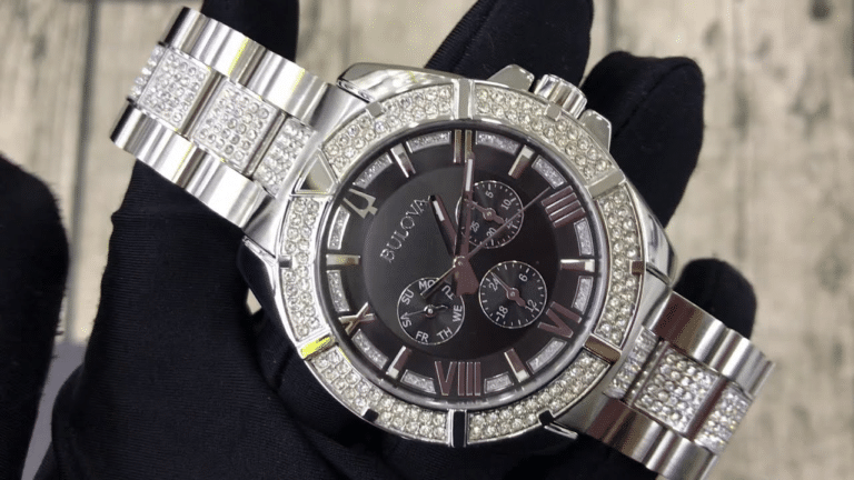 Bulova Crystal Collection Chronograph 96C126 Men's Watch – Black Dial with Two-Tone Steel Strap