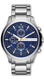Armani Exchange Hampton Chronograph Blue Dial Silver Steel Strap Watch For Men - AX2155