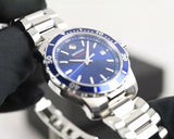 Movado Series 800 Blue Dial Silver Steel Strap Watch For Men - 2600137