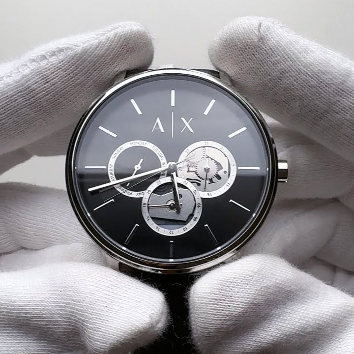 Armani Exchange Cayde AX2745 Men's Chronograph Watch – Black Dial with Black Leather Strap