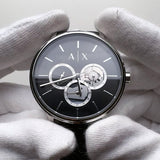 Armani Exchange Cayde AX2745 Men's Chronograph Watch – Black Dial with Black Leather Strap