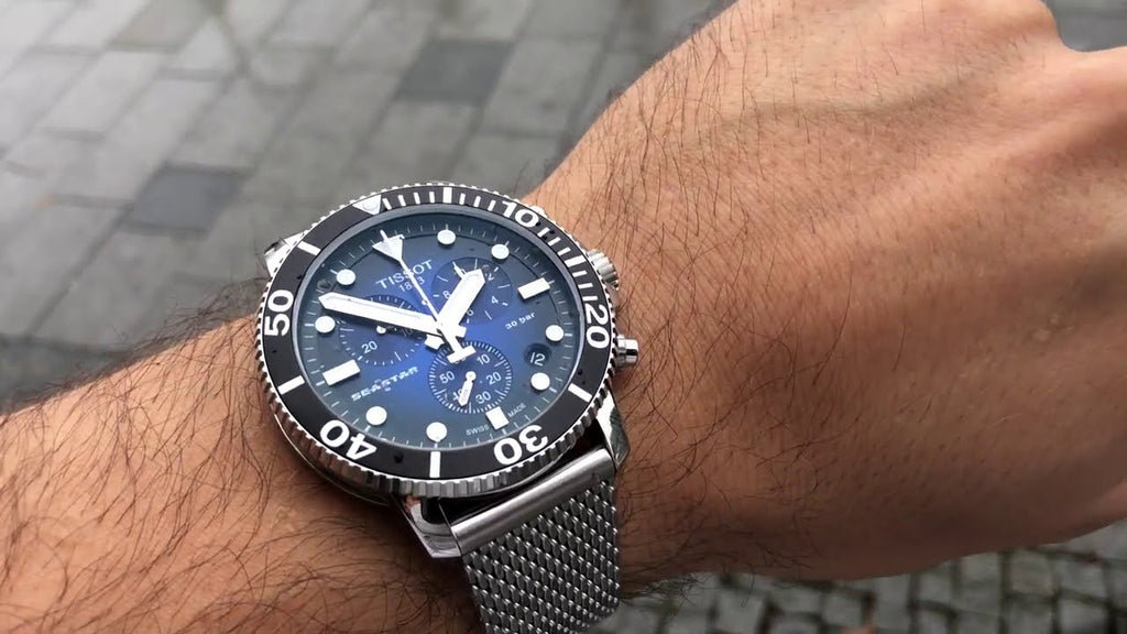 Tissot Seastar 1000 Powermatic 80 Blue Dial SIlver Mesh Bracelet Watch For Men - T120.407.11.041.02