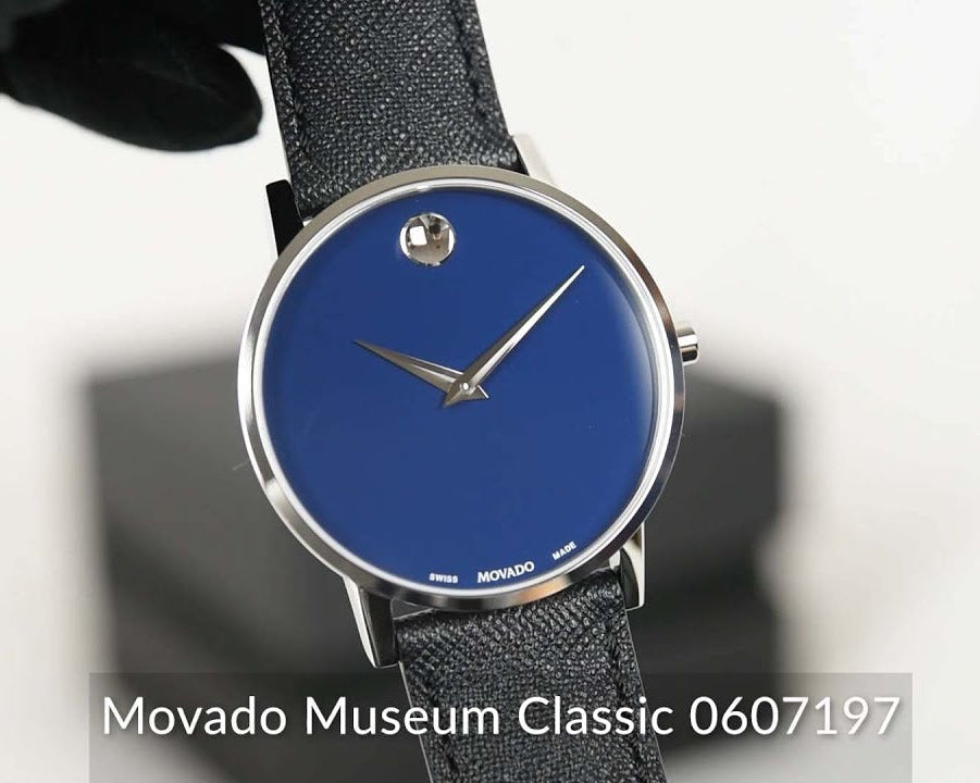 Movado 0607197 Museum Classic Men's Watch – Blue Dial & Black Leather Strap