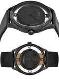 Marc Jacobs Tether Transparent Black Dial Black Leather Strap Watch for Women - MBM1379