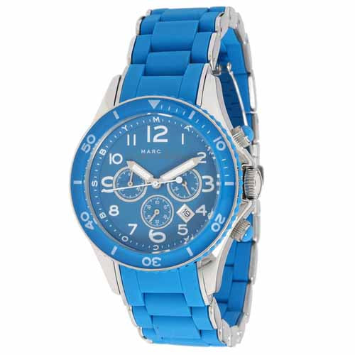 Marc Jacobs Rock Chronograph Blue Dial Blue Silicone Strap Watch for Women - MBM2575