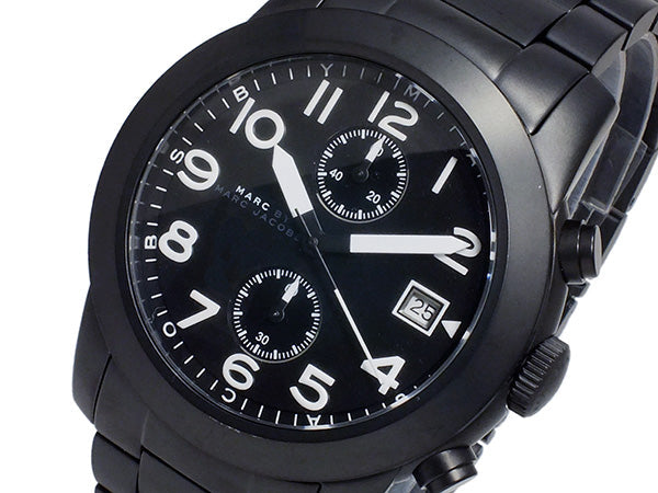 Marc Jacobs Larry Chronograph Black Dial Black Steel Strap Watch for Men - MBM5052