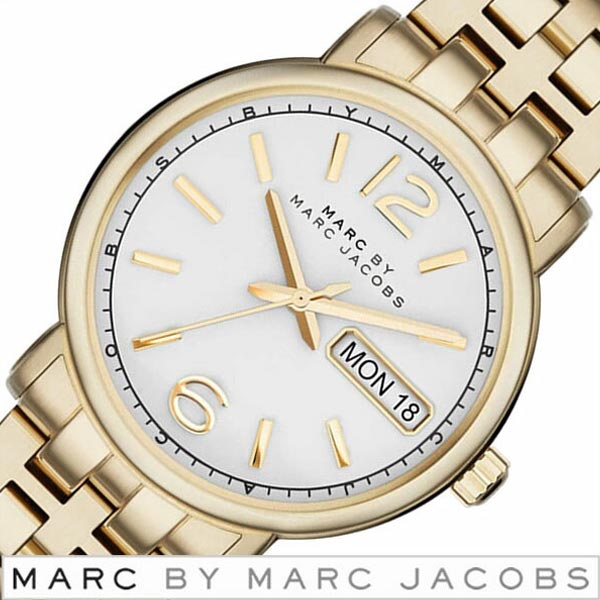 Marc Jacobs Fergus White Dial Gold Steel Strap Watch for Women - MBM8647