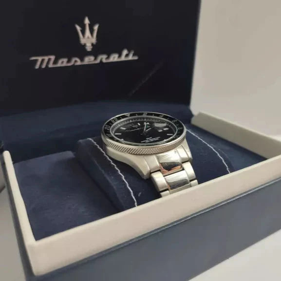Maserati R8853140005 SFIDA Chronograph Men's Watch – Black Dial & Silver Steel Strap