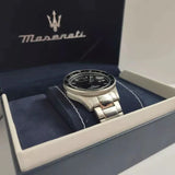 Maserati R8853140005 SFIDA Chronograph Men's Watch – Black Dial & Silver Steel Strap
