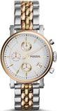 Fossil ES3840 Boyfriend Chronograph Women's Watch – White Dial & Two-Tone Steel Strap