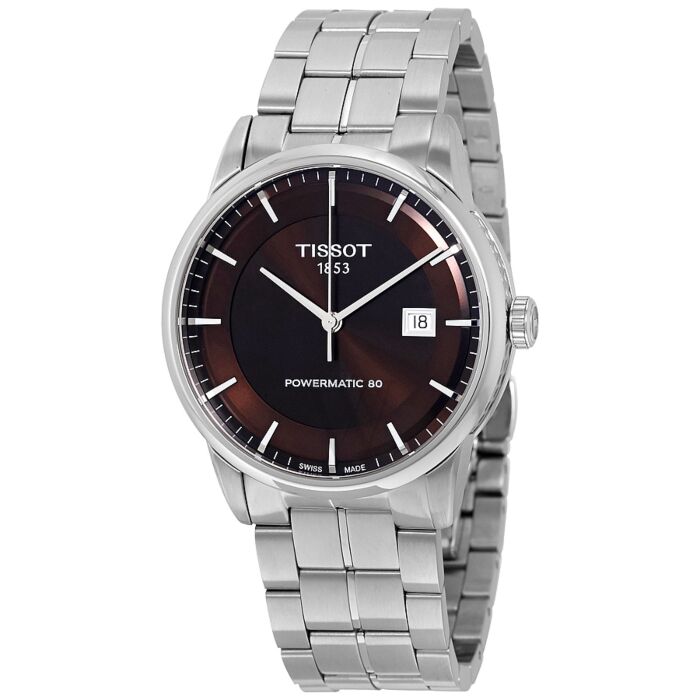 Tissot Luxury Powermatic 80 Brown Dial Silver Steel Strap Watch For Men - T086.407.11.291.00