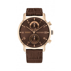 Tommy Hilfiger Kane Brown Dial Brown Leather Strap Watch for Men - 1710400