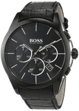 Hugo Boss Onyx Black Dial Black Leather Strap Watch for Men - 1513367
