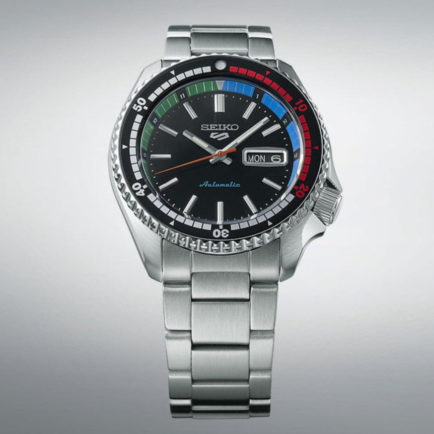 Seiko 5 Sports SKX Series Regatta Timer Retro Blue Dial Silver Steel Strap Watch For Men - SRPK13K1