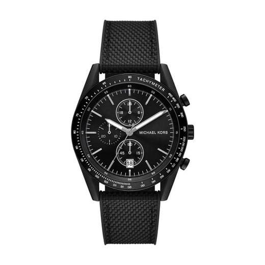 Michael Kors Accelerator Chronograph Black Dial Black Nylon Strap Watch for Men - MK9143