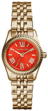 Michael Kors MK3284 Lexington Quartz Women's Watch – Orange Dial & Gold Steel Strap