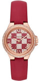 Michael Kors MK4701 Camille Three-Hand Women's Watch – Rose Gold Dial with Crystals & Red Leather Strap