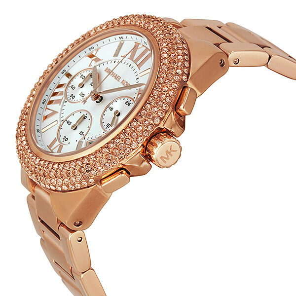 Michael Kors Camille Chronograph White Dial Rose Gold Steel Strap Watch for Women - MK5636