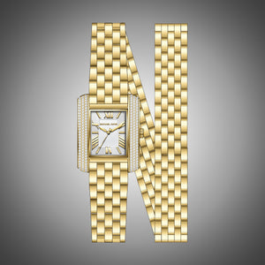 Michael Kors Emery Pave Double Wrap White Dial Gold Steel Strap Watch for Women - MK4833