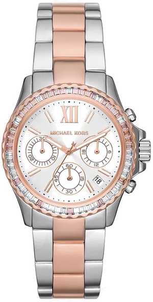 Michael Kors Everest Chronograph White Dial Two Tone Steel Strap Watch For Women - MK7214