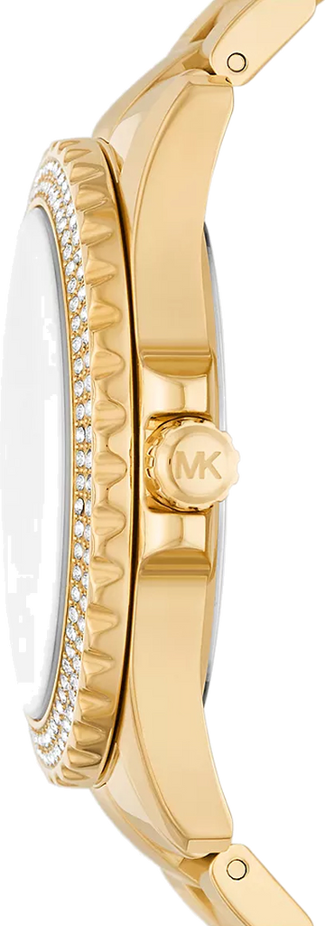 Michael Kors Everest Three Hand Mother of Pearl White Dial Gold Steel Strap Watch For Women - MK7401