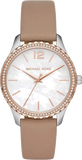 Michael Kors MK2910 Layton Women's Watch – White Mother of Pearl Dial & Brown Leather Strap
