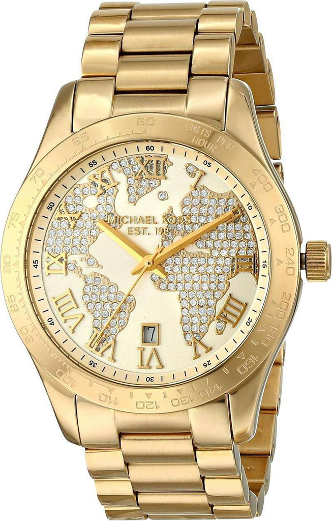 Michael Kors Layton Chronograph Gold Dial Gold Steel Strap Watch for Women - MK5959