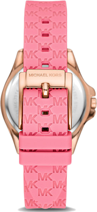 Michael Kors Mini Pilot Quartz Rose Gold Dial Pink Silicone Strap Watch For Women - MK7375