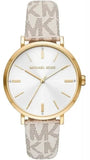Michael Kors MK2946 Pyper Analog Women's Watch – Silver Dial & White Leather Strap