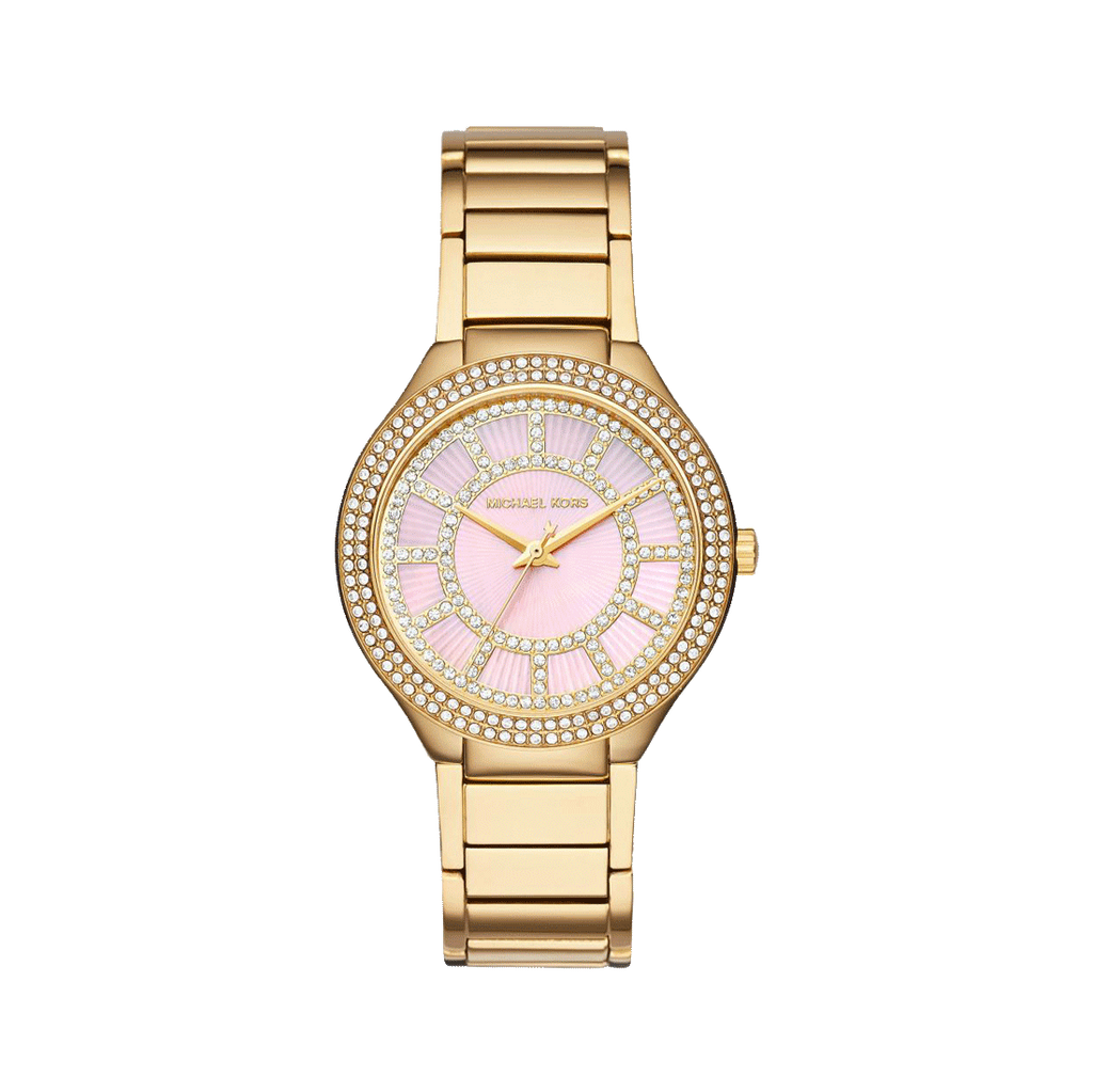 Michael Kors Kerry Mother of Pearl Dial Gold Steel Strap Watch for Women - MK3396