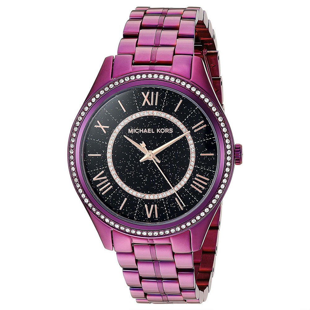 Michael Kors Lauryn Black Dial Purple Steel Strap Watch for Women - MK3724