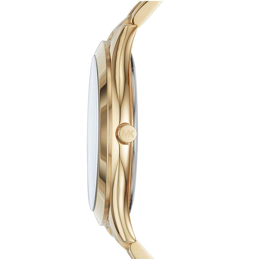 Michael Kors Slim Runway Analog Gold Dial Gold Steel Strap Watch For Women - MK3739