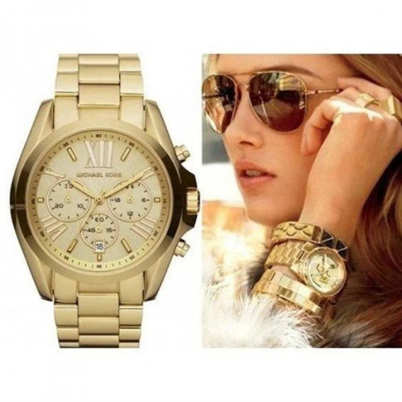 Michael Kors Bradshaw Gold Dial Gold Steel Strap Watch for Women - MK5605