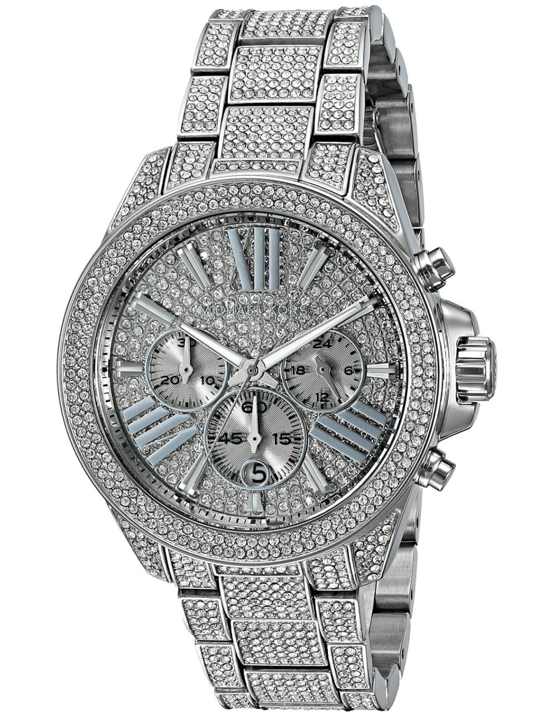 Michael Kors Wren Chronograph Crystals Silver Dial Silver Steel Strap Watch For Women - MK6317