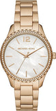 Michael Kors MK6870 Layton Three-Hand Women's Watch – White Mother of Pearl Dial & Gold Steel Bracelet