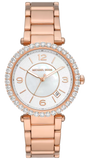 Michael Kors MK4695 Parker Three-Hand Quartz Women's Watch – Mother of Pearl White Dial & Rose Gold Steel Strap